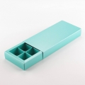 Коробка на 10 конфет с фальшбортом дизайнерская перламутровая бирюзовая "Spica Coral Green"  без окна (20,4*8,2*3 см)